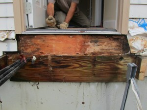 Door not flashed properly, water damage and rot