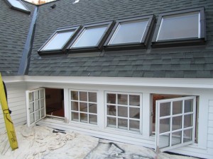 windows located under roof overhang