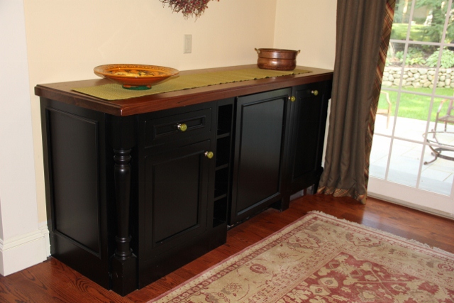 kitchen cabinets with walnut counter tops