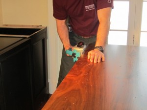 installing a wood counter top
