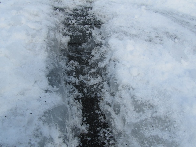 Channel cut in ice