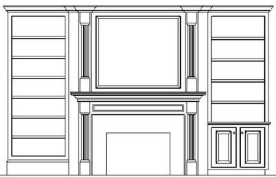 Bookcase and mantle