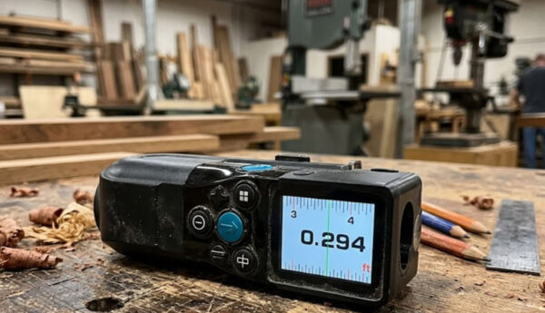A picture of the XTape 1 on a well used carpentry bench.